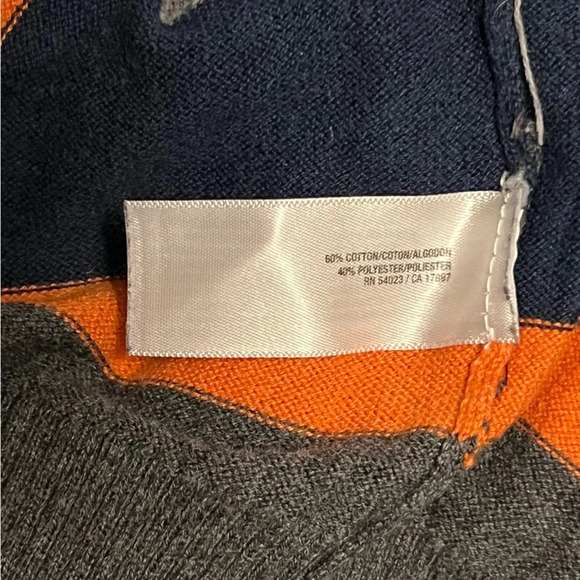 Men’s Striped Sweater Medium Old Navy Orange Gray Blue Fall Winter Long Sleeve - Picture 5 of 5